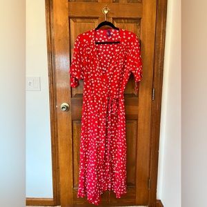 Seraphine Red Floral Midi Wrap Maternity Dress - Size 10